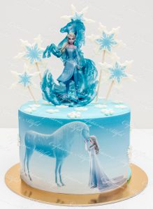 tort cu imagine comestibila frozen 2 - elsa si nokk